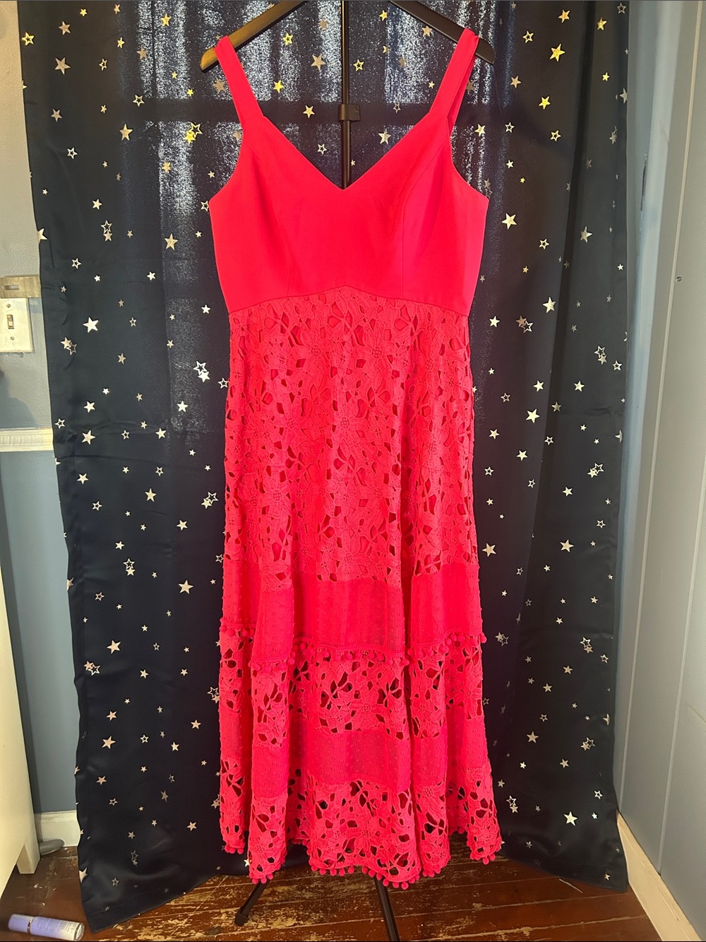 Boston Proper hot pink  Crochet Maxi Dress